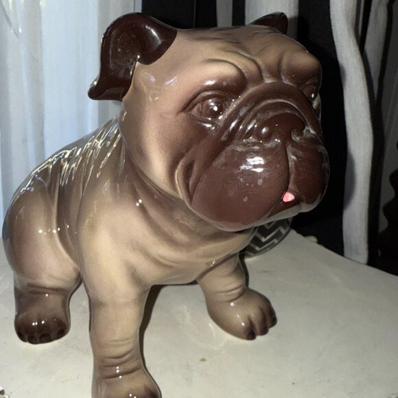 Milo Ceramic VTG Pug English Bulldog Sitting Statue Figurine Tongue Sticking Out - Picture 5 of 14